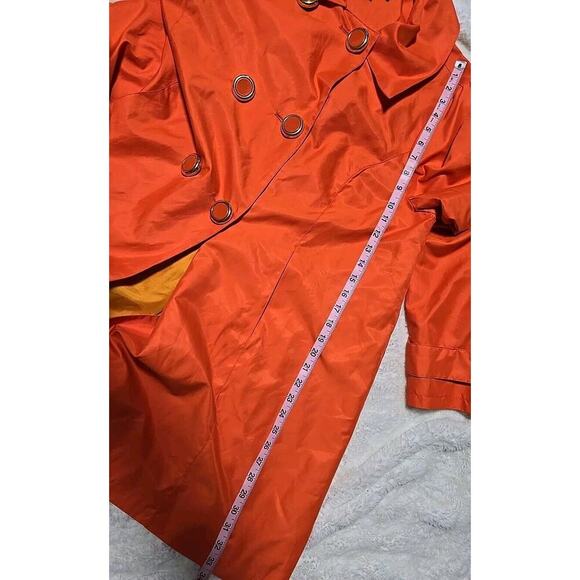 Twiggy London VTG Chic Rain Coat XL Bold Orange Retro Mod 60's Style Trench - Picture 14 of 15